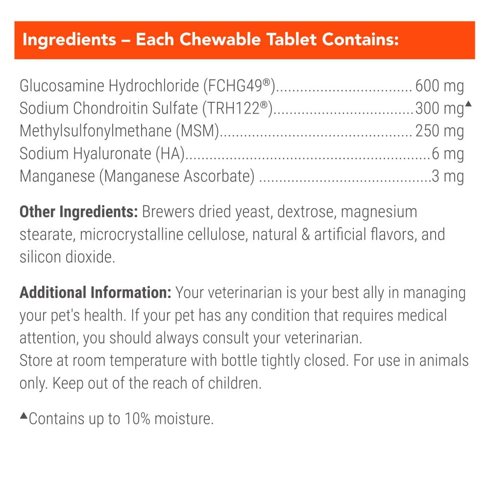 Nutramax Laboratories Cosequin Maximum Strength Joint Health Supplement for Dogs - With Glucosamine, Chondroitin, MSM, and Hyaluronic Acid, 75 Chewable Tablets