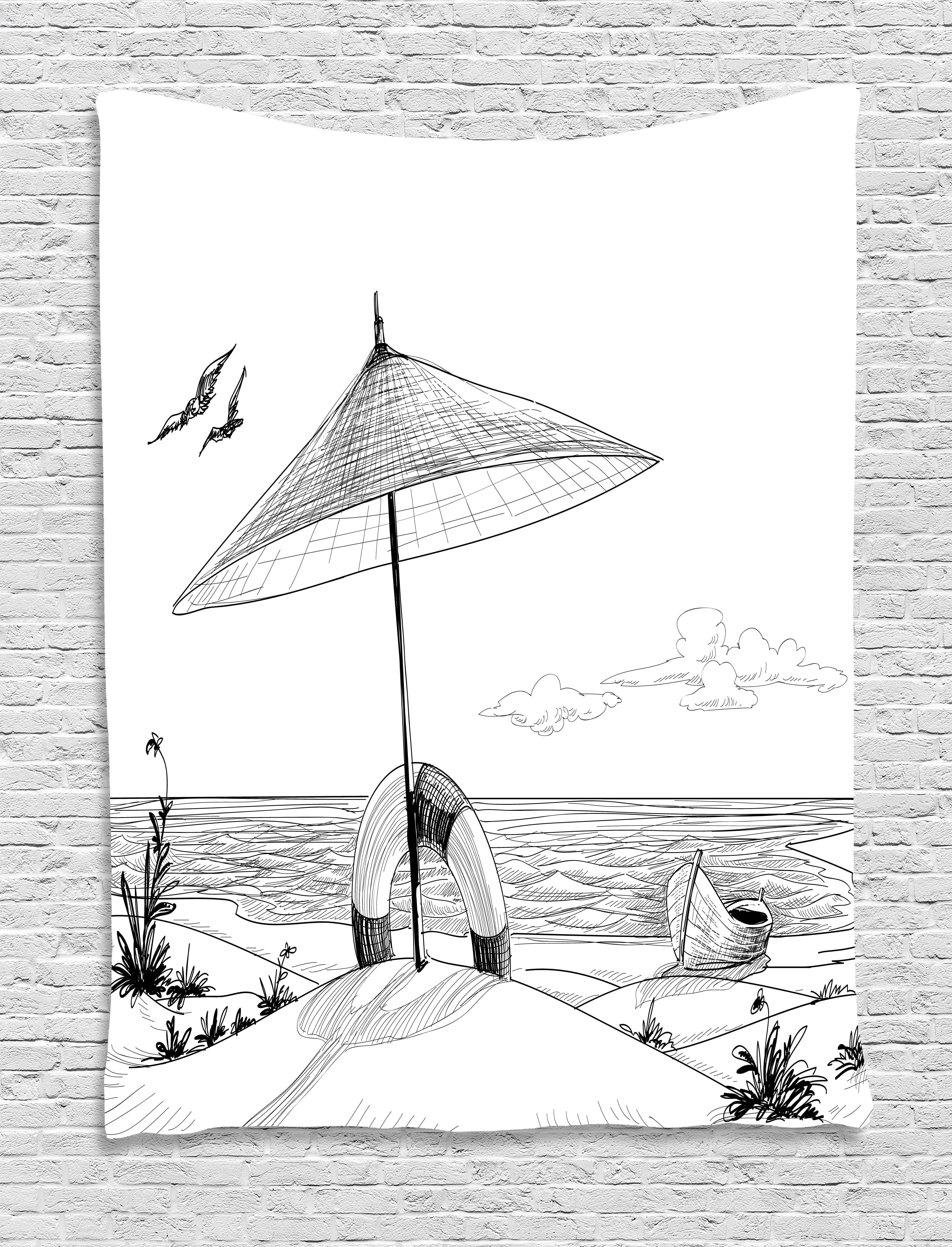 Beach Drawing Black And White