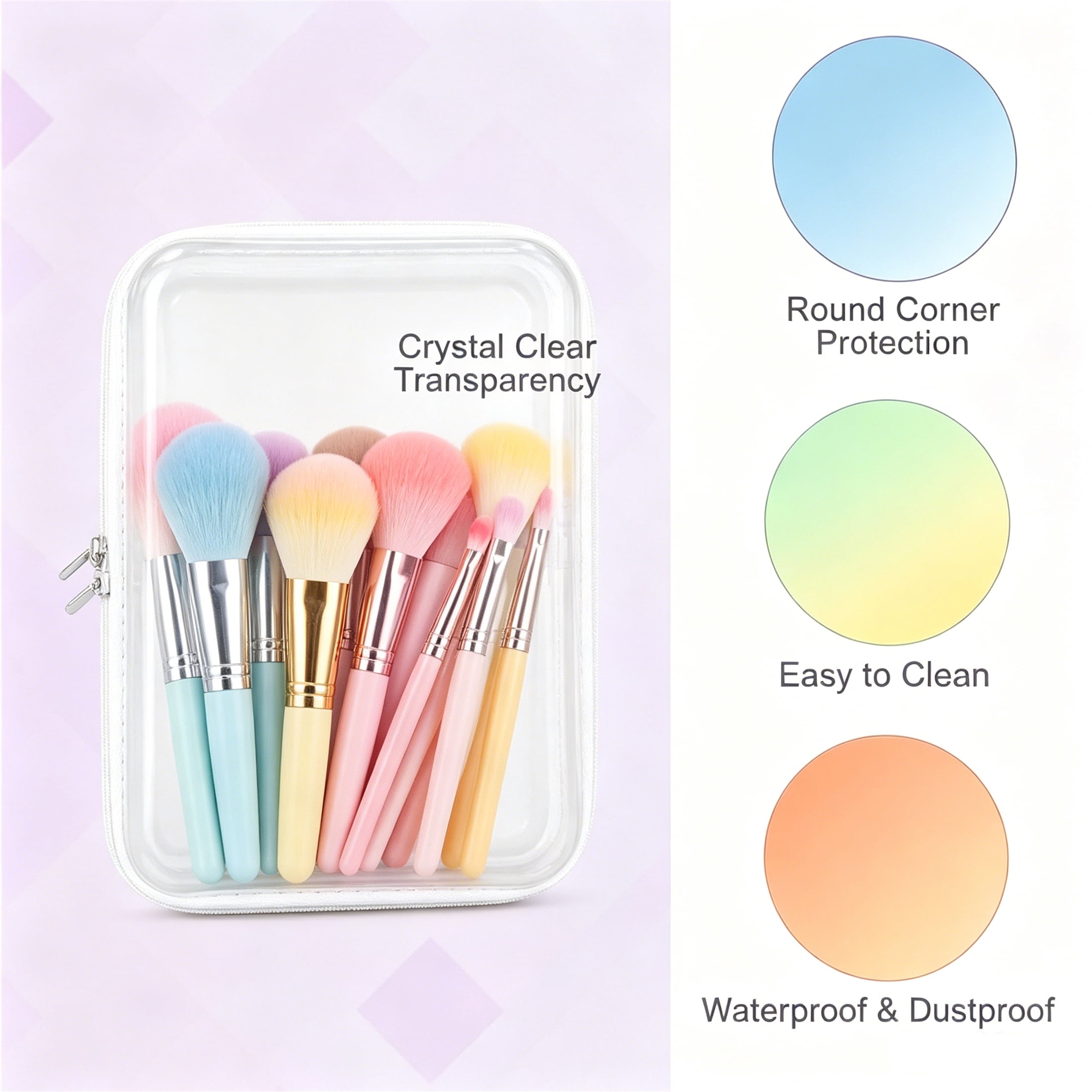Topboutique 4 Pcs Hard Clear Zipper Case,Hard Shell Zipper Case, Hard Sided Pencil Case,Travel Makeup Bag,Toys Puzzles Organizer,Plastic Storage Box for Makeup Building Blocks,Multicolor,Small