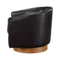thumbnail image 4 of Comfort Pointe Irving Brown Faux Leather Wood Base Barrel Swivel Chair, 4 of 16