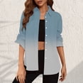 thumbnail image 4 of Eyelet Tops Women Cropped Women Tops Clearance $5.00 Casual Turndown Collar Neck Pocket Gradient Regular Long Sleeve, 4 of 9