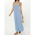 thumbnail image 6 of Yunliwuli Women Summer Dress V-Neck Low Cut Halter Lacing Backless Pleated Sleeveless Dresses, 6 of 8