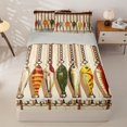 thumbnail image 2 of Manfei Retro Fishing Hook Zipper Twin Comforter Sets with Fitted Sheet and 2 Pillowcases, Rustic Farmhouse Zipper Bedding Set, Beige, Gray Reversible, 4pcs, 2 of 7