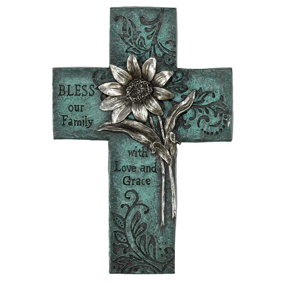 Dicksons Jesus Loves Me Wall Cross Blue Buttons