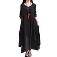 thumbnail image 1 of Nueva moda mujer Casual vestido suelto sólido manga larga Boho largo Maxi vestido Eccomum Negro/XXXXXL, 1 of 7