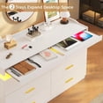 thumbnail image 6 of 6 Drawer Dresser with LED Light,White Dresser for Bedroom,Wood Chest of Drawers with 2 Pull-Out Trays,Modern Wide Dresser for Living Room Entryway, 6 of 9