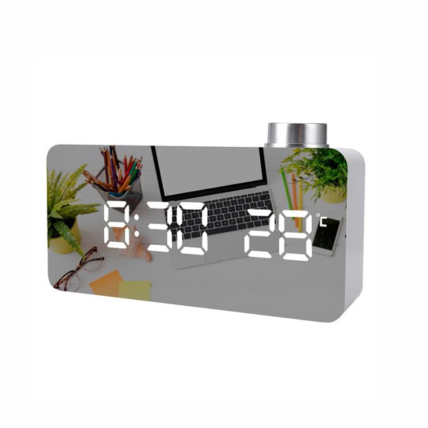 Reloj Con Espejo Multifuncional, Reloj Despertador Abs Ajustable Para Dormitorio, Sala De Estar Y Oficina Serendint EL008553-00
