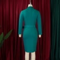 thumbnail image 6 of AURA Plus Size Double Breasted Blazer Collar Maxi Dress Elegant Long Sleeve Office Bodycon Dress with Belt, 6 of 10