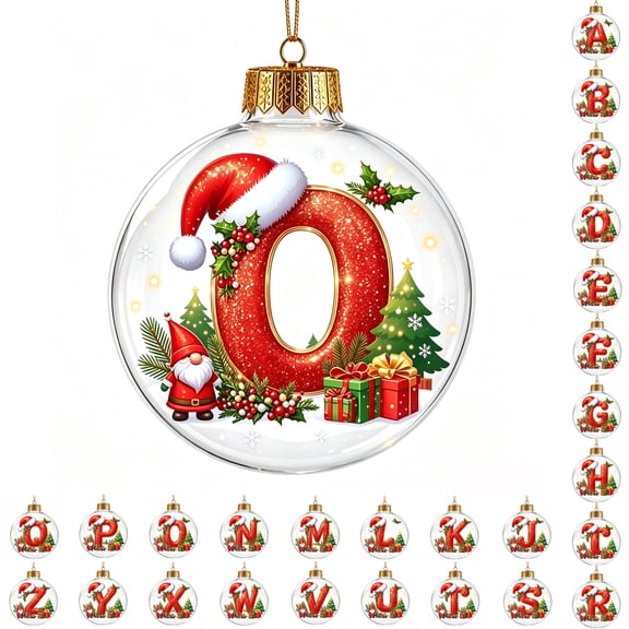 PLPPYFS Light Up Christmas Ornament, Christmas Holiday Letter Acrylic Ball with Warm LED, Mini Holiday Christmas Tree Hanging Decoration with Letter Scene Lighted for Window Xmas