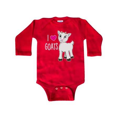 

Inktastic I Love Goats- cute goat Gift Baby Boy or Baby Girl Long Sleeve Bodysuit