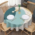 thumbnail image 3 of Teal Gold Splash Marble Round Tablecloth 60"x60",Wrinkle Wipeable Table Cloth for Kitchen Dining Room Picnic Patio Party, 3 of 6