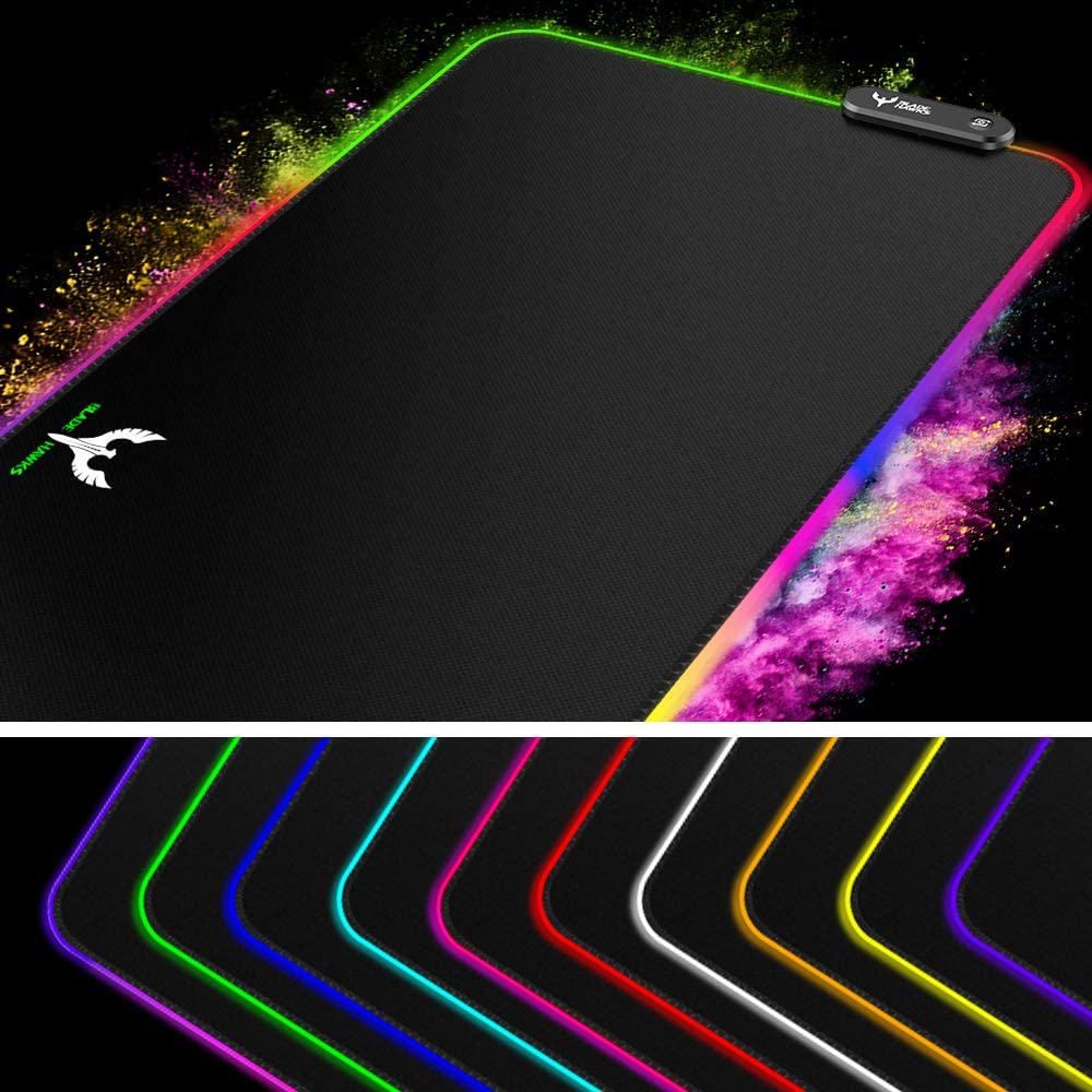 Blade Hawks RGB Gaming Mouse Pad, Extra Large Extended Soft LED Mouse Pad, Anti-Slip Rubber Base, Computer Keyboard Mousepad Mat (31.5 x 12 inch), Black - image 2 of 6