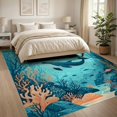 thumbnail image 3 of ODIKA 8'x10' Ultra-Soft Area Rug, Animals Whale Turtle Underwater Cartoon Coral Reef Ocean Nautical None Washable, Bare feet friendly, Silk-Touch for Bedroom, Under Sectional, 3 of 7