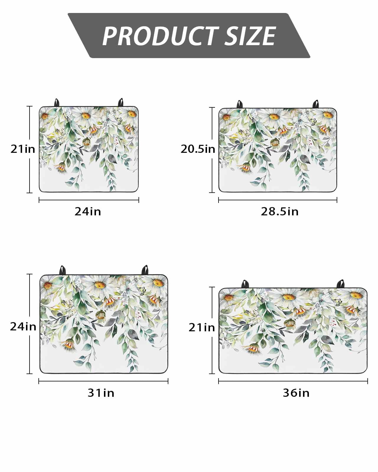 Stove Top Covers for Electric Stove, Eucalyptus Leaves Glass Stovetop Cover Protector, White Daisy Spring Floral Summer Botancial Induction Cooktop Protector Oven Mat for Kitchen Countertop 24"x21"