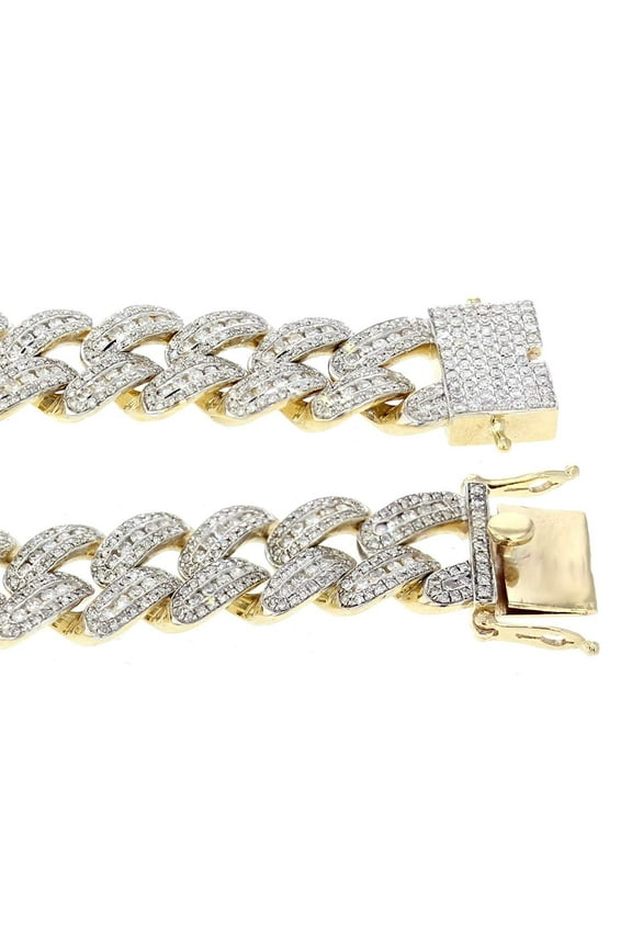 Midwest Jewellery 10K Gold Miami Bracelet 7.00ctw Diamonds Fully Iced Out 13mm Wide 9 Inch Long Mens Gold Bracelet