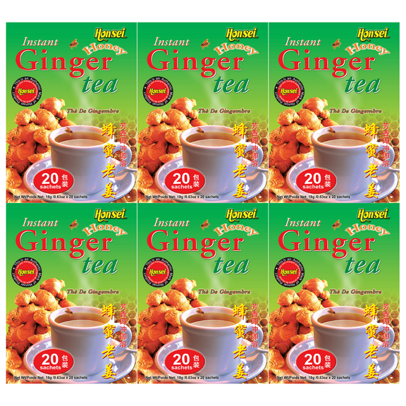 Honsei Instant Ginger Honey Original Flavor 20 Sachets Per Box - 6 Box