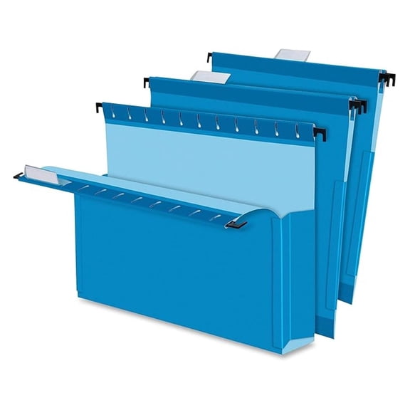 SureHook Reinforced Hanging Box File, 3", Letter, Blue, 1/5 Cut, 25/BX (59203)