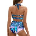 thumbnail image 2 of Yuyamidu Psychedelic Butterfly Women Swimsuits 2 Piece Bikini Set Tummy Control High Waisted Bathing Suits Size S Lightweight Beachwear Ruched Ruffle Tankini Swimming Suits, 2 of 6