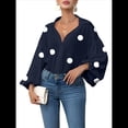 thumbnail image 2 of Blusa Holgada de Larga con Cuello Semiabierto y Lunares Franceses para Mujer Azul Marino XL, 2 of 10