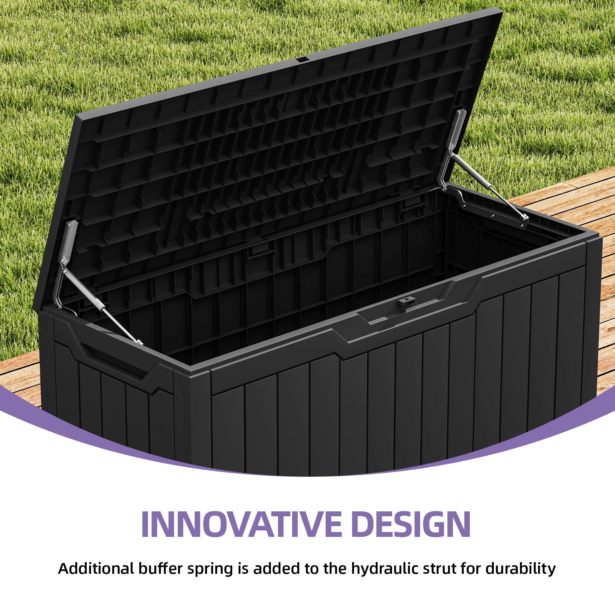 Uforic 80 Gallon Outdoor Resin Deck Box, Lockable Storage Bos for Patio & Garden, Waterproof,Black
