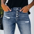 thumbnail image 5 of Pantalones de mezclilla elásticos desgastados Gibobby con botones rasgados para Mujer Dark Azul S, 5 of 5