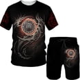 thumbnail image 5 of Conjunto de camiseta y pantalones cortos con estampado de dragón para hombre, chándal con estampado de dragón vintage impreso en 3D, camiseta Y2K, conjunto de verano de dos piezas, novedad de 2024, 5 of 5