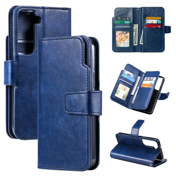 SaniMore for Samsung Galaxy S23 Case Multi-Functional Folio Flip Wallet, Premium PU Leather Cover Suppot Kickstand Card & Cash Slots Full Body Protective Shell for Samsung S23, Blue