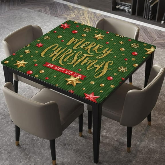 Square Fitted Tablecloth Elastic Edged, Christmas Vector Illustration, Table Cover, for Christmas Holiday Party Dinnning, Fits for 36"x36" Table