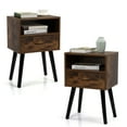 thumbnail image 2 of Modern End Tables for Living Room, Simple Side Tables with Storage Drawers for Small Space, Solid Wood Legs Nightstands with Shelf for Bedroom, Nightstands Set of 2, Rustic Brown, D8609, 2 of 10