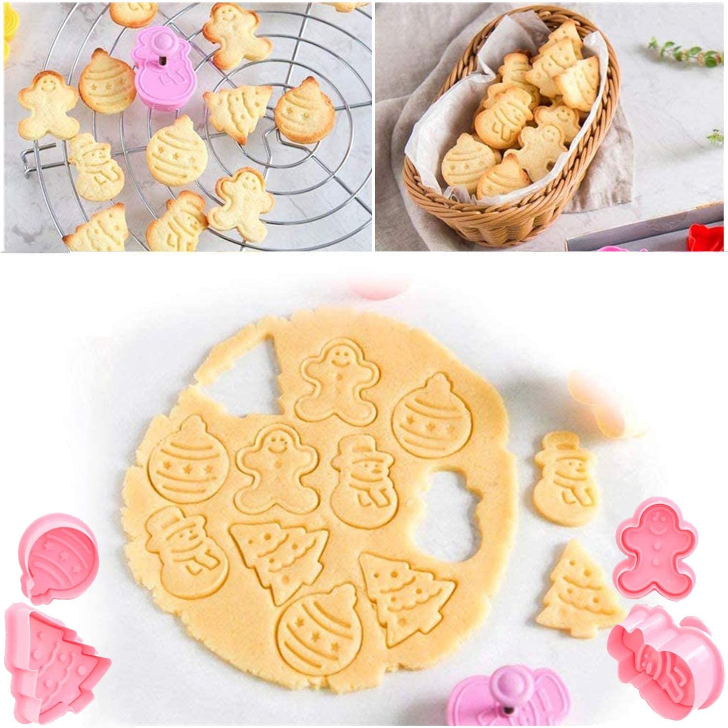 8 Emporte-pièces Biscuits Noël 3D En Plastique - Formes Festives, Pour Pâte à Biscuits, Fondant, Enfants - 4