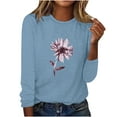 thumbnail image 5 of IROINNID Pink Tops for Women Long Sleeves Shirts Printed Round Neck Comfy Tee ,Blue, 5 of 5