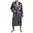 thumbnail image 5 of Yuncity Mens Sleepwear Solid Color Thin Loose Long Sleeved Autumn Cardigan Gown Bathrobe Pajama Mens Pjs Sets Xxl, 5 of 5