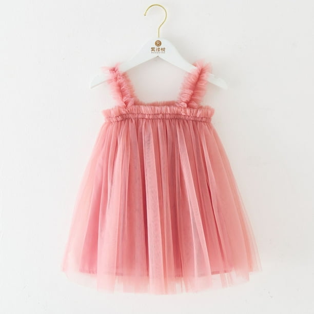 Vestido de malla con cuello halter para niñas de verano, vestido de malla para niñas, falda de princesa, enagua