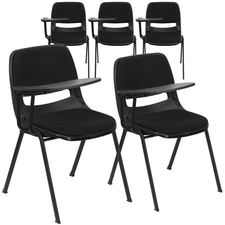 Second Hand Living Room Furniture Flash Furniture 5 Pk. Black Padded Ergonomic Shell Chair with Right Handed Flip-Up Tablet Arm ()