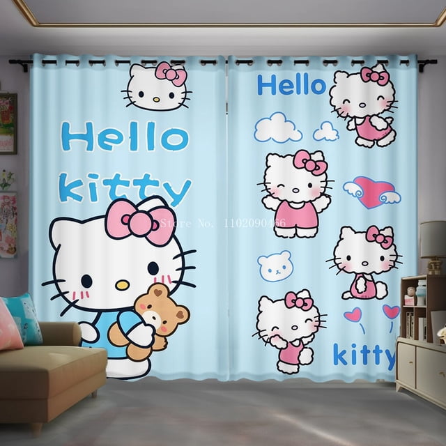 Hot Hello Kitty Rideau Occultant Dessin Animé Anime pour Chambre d'Enfants, Décor Textiles Maison Garçons Adolescents Cadeau de Noël Fille