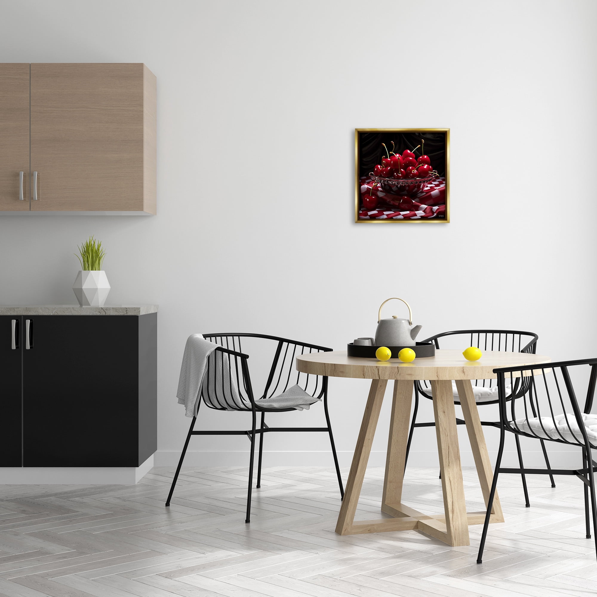 Stupell Industries Plump Cherries Still Life Food & Beverage Painting Gold Floater Framed Canvas Art Print Wall Art, 18 x 18