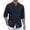 Navy Blue, variant on Mens Linen Dress Shirts Long Sleeve Band Collar Shirt Casual Summer Solid Tops