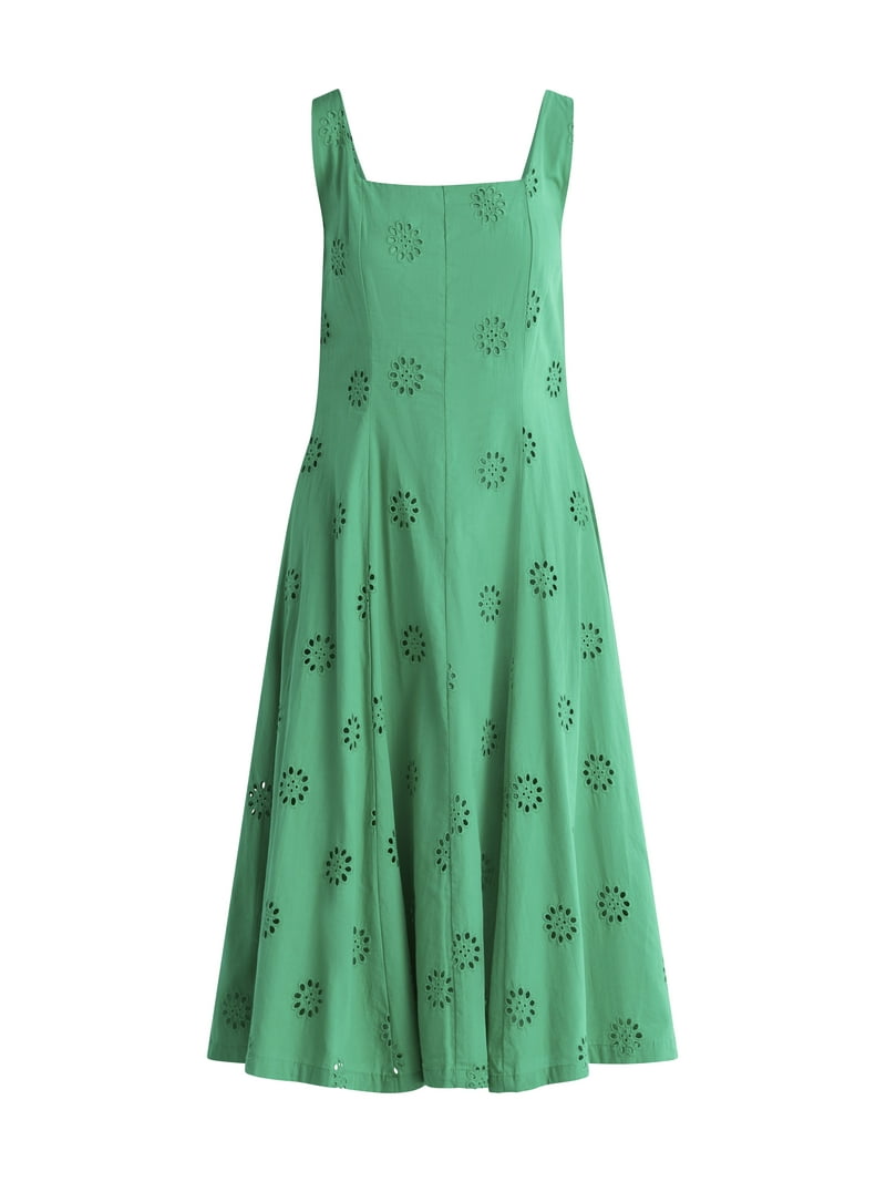 Free Assembly Women's Sleeveless Cotton Eyelet Panel Midi Dress, Sizes  XS-XXL - Walmart.com