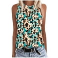thumbnail image 2 of GaThRRgYP Womens Loose Tank Tops Summer Sleeveless,Summer Tops for Women Plus Size,Women's Casual Sleeveless Printed Round Neck Top Tank Top with Round Neck Tank Top Light Blue S, 2 of 7