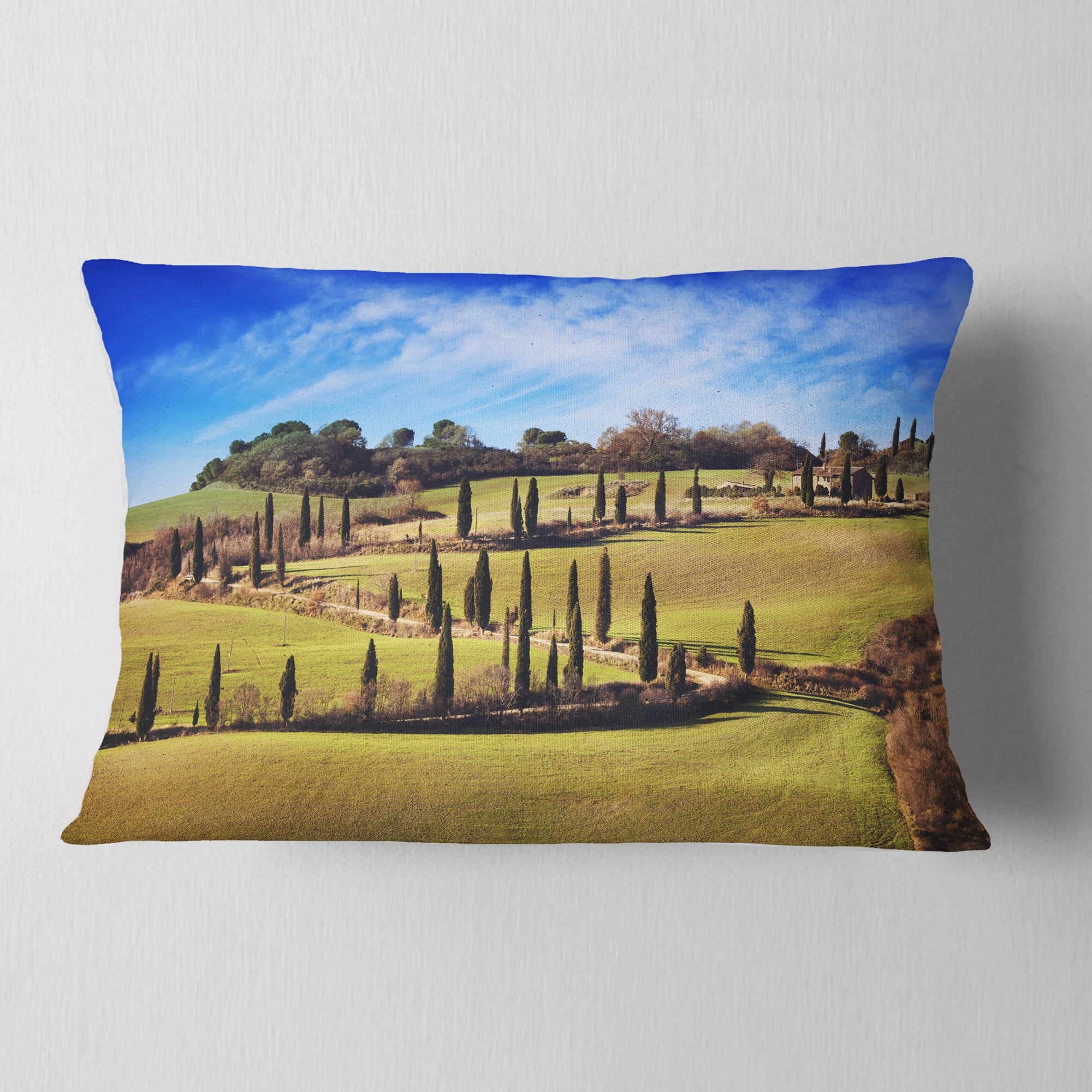 Designart 12" x 20" Green Polyester Throw Pillow