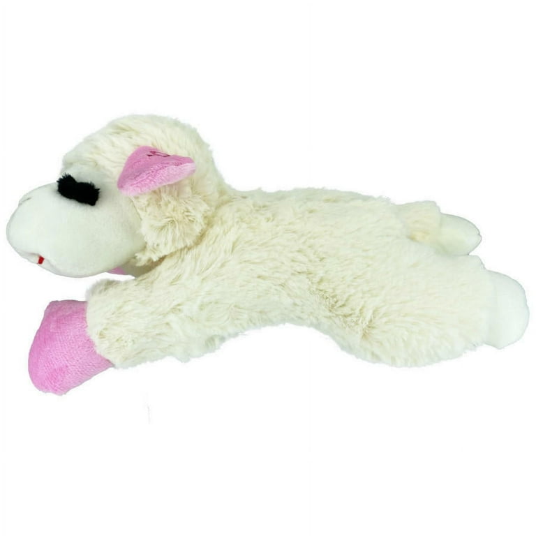 Multipet Lamb Chop Dog Toy w Pink Ribbon Large 10.5 inches