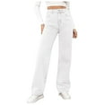 thumbnail image 4 of MYShe Womens Jeans Women's Casual High Waisted Jeans Stretch Wide Leg Loose Denim Pants with Pockets White XL, 4 of 7