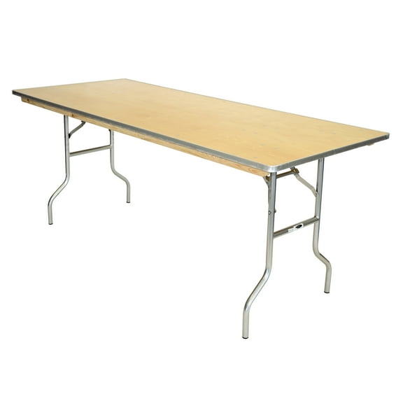 48 inch x 30 inch WFT Series Birch Wood Rectangle Folding Table - Metal Edge