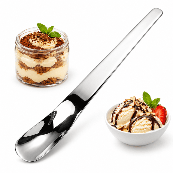 Long Handle Stainless Steel Dessert Spoon, Coffee Stirring Sundae Latte Milkshake Tall Glasses Ice Cream Spoons