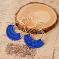thumbnail image 3 of Raffia Hoop Earrings for Women Girls Fun Boho Summer Beach Earrings Lightweight Handmade Straw Wicker Rattan Dangle Earrings Statement Geometric Round Drop Earrings, 3 of 5