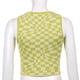 thumbnail image 2 of Marrón M Camiseta sin mangas de lana con cuello redondo y estampado irregular a cuadros a la moda europea y americana en contraste, 2 of 8