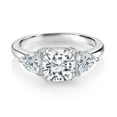 thumbnail image 2 of Gem Stone King 925 Sterling Silver White Moissanite and Lab Grown Diamond Engagement Ring for Women | 2.44 Cttw | Cushion 7MM | Gemstone Birthstone | Size 5, 2 of 3