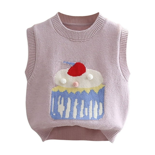 VEKDONE Chandail Sans Manches Chaud en Tricot à Imprimé Mignon pour Filles Bébés et Tout-Petits