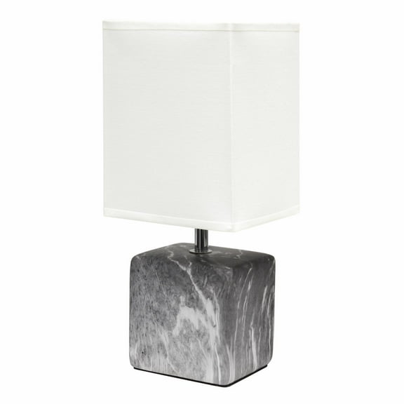 Simple Designs Petite Marbled Table Lamp with Fabric Shade