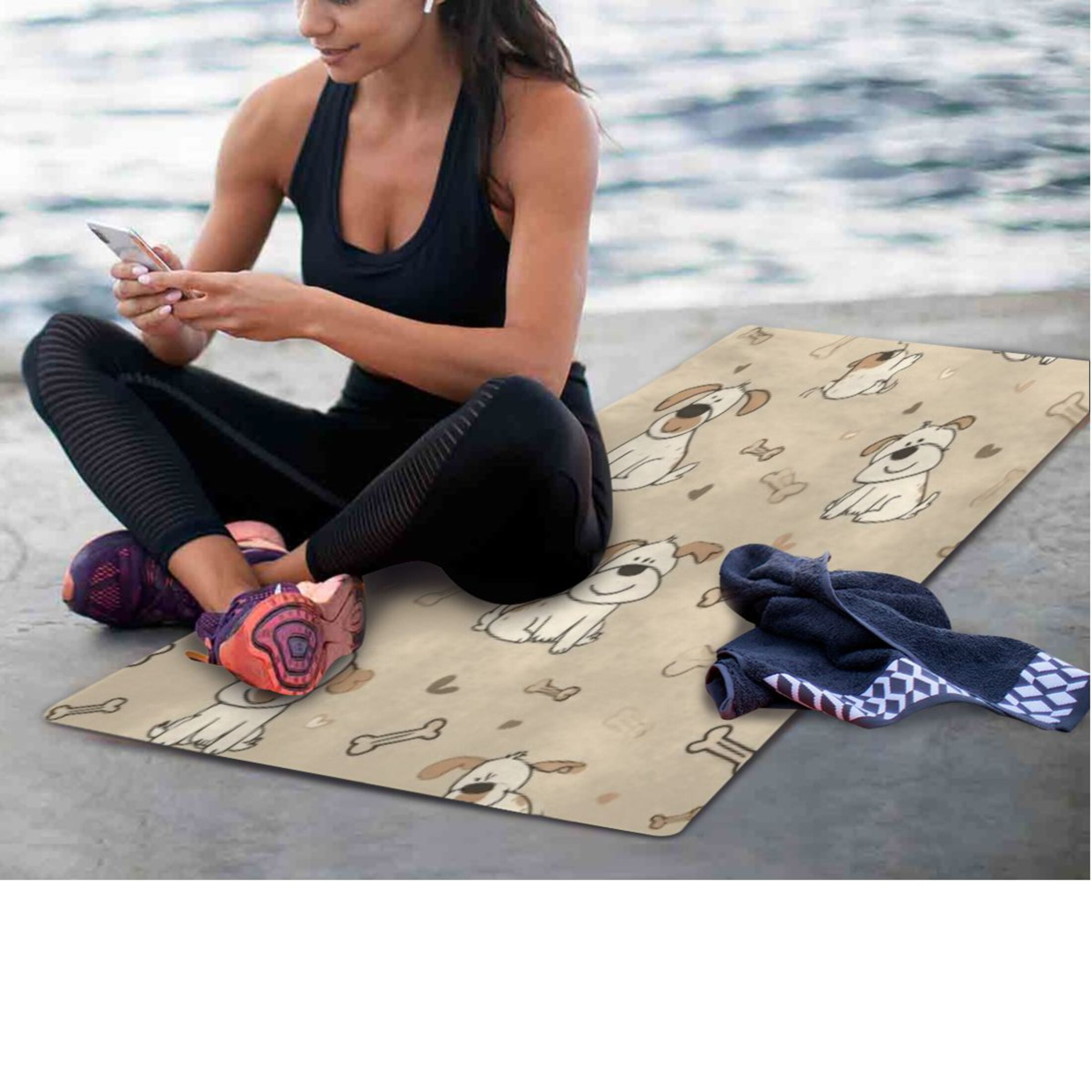 BZSMCE Yoga Mat Women Fitness Mat Light Bulldog-bone Pattern